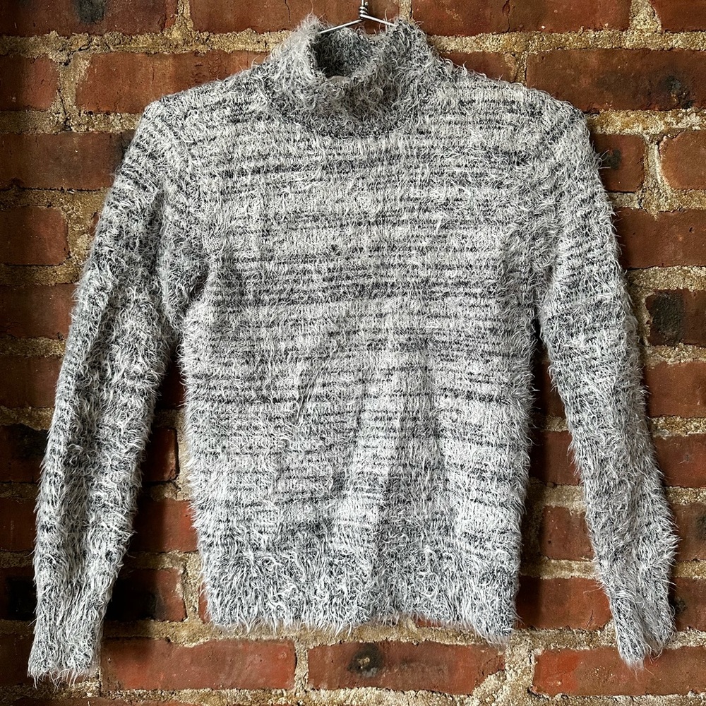 Fuzzy turtleneck sweater